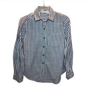Aeropostale 100% cotton striped textured button down shirt blue white small